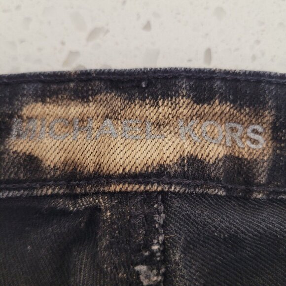 Michael Kors Jeans Womens 12 Slim 36x30 Black Denim Tie Dye Bleached Designer - Picture 3 of 12
